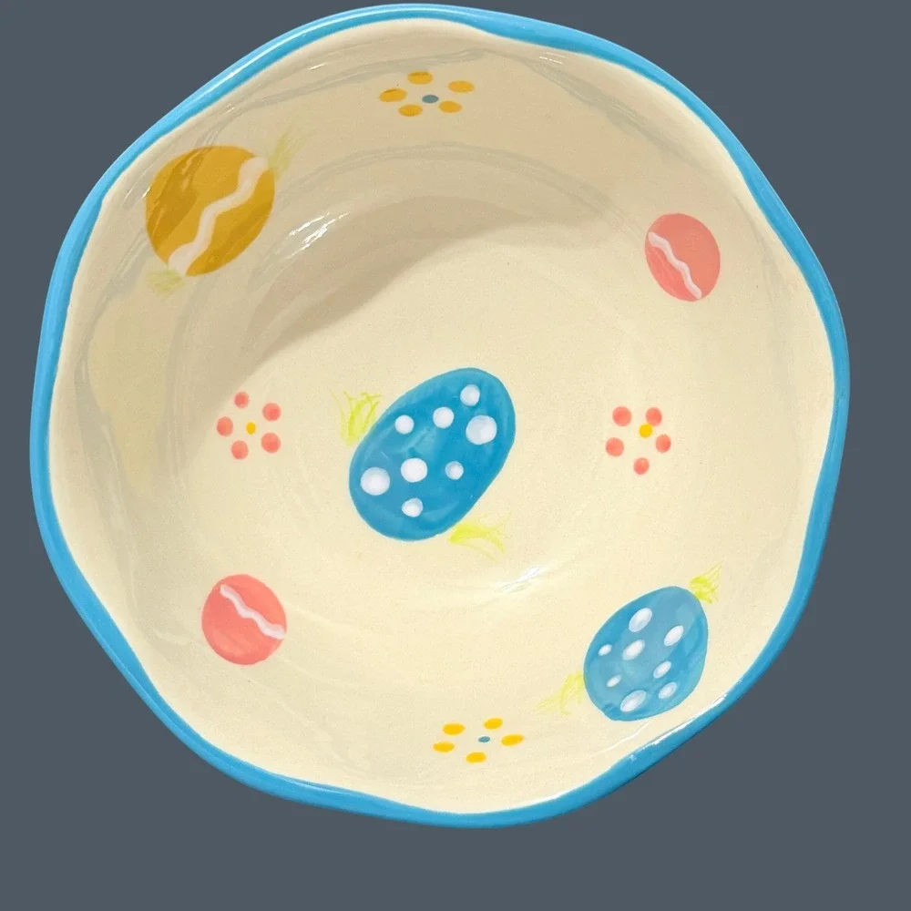 Temp-tations by Tara Easter Egg Pedestal Serving Bowls Set of 2 Hand Painted